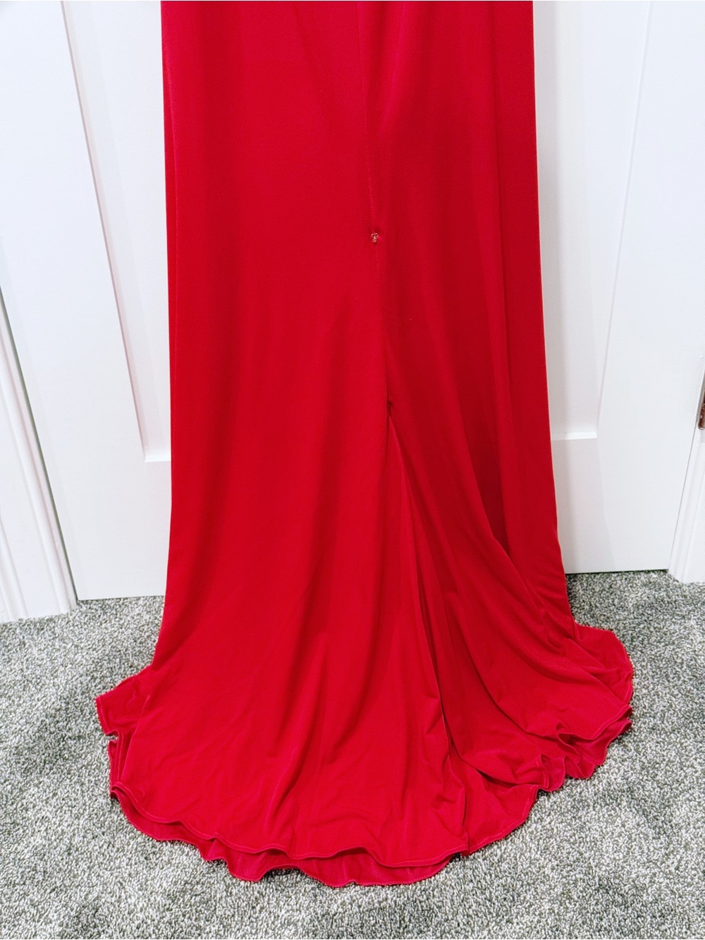 Morilee Paparazzi Lace Halter Prom Maxi Dress in Red - Picture 7 of 13